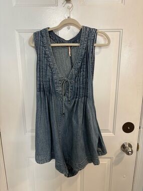 Free People Blue Denim Romper
